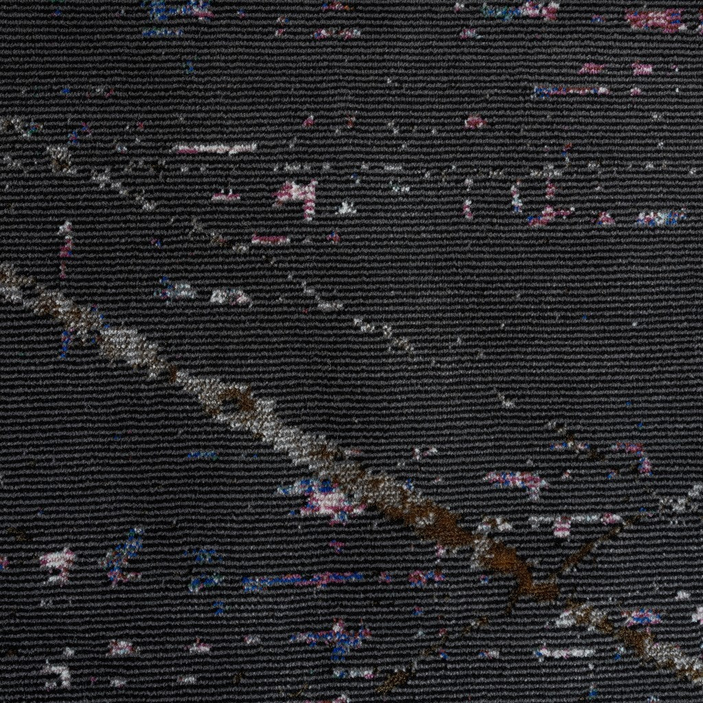 5’ x 8’ Distressed Black Abstract Area Rug