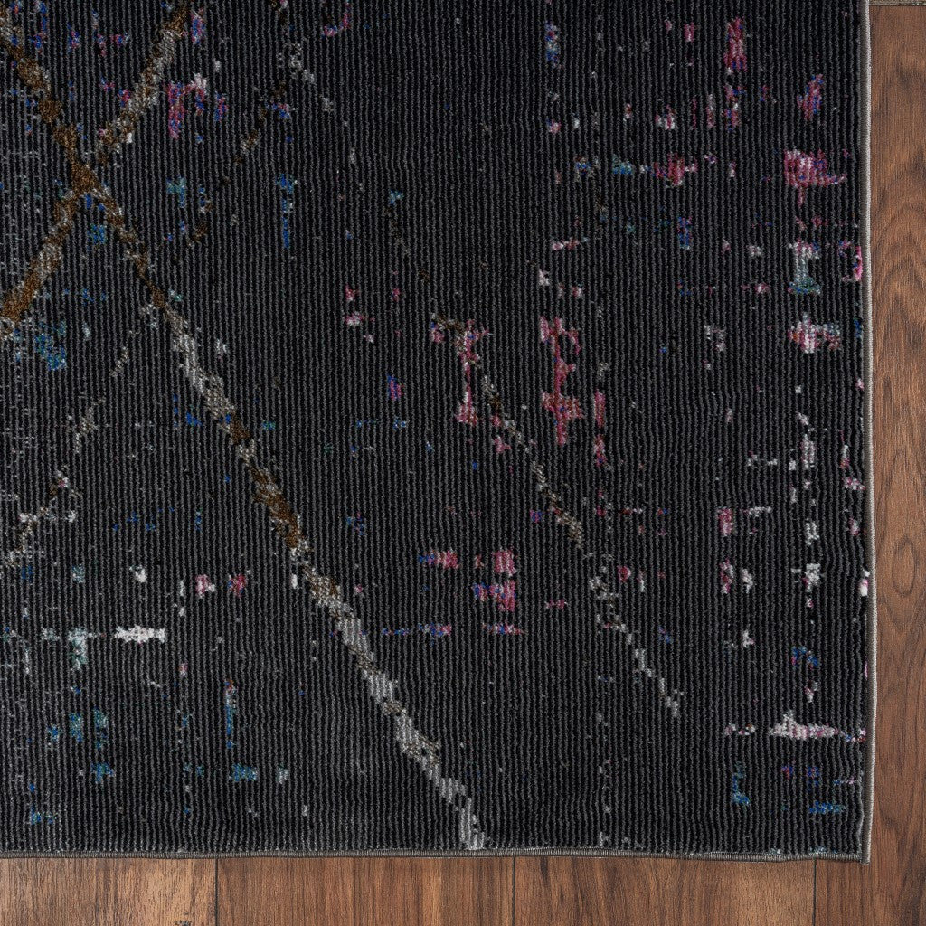 5’ x 8’ Distressed Black Abstract Area Rug