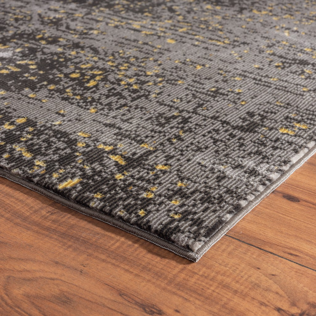 5’ x 8’ Gray and Yellow Abstract Sprinkle Area Rug