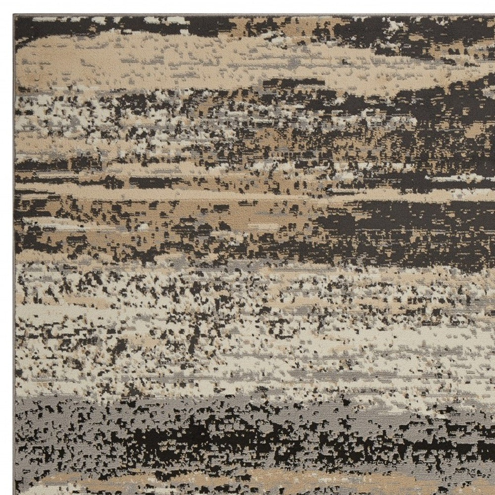 5’ x 7’ Beige and Black Abstract Desert Area Rug