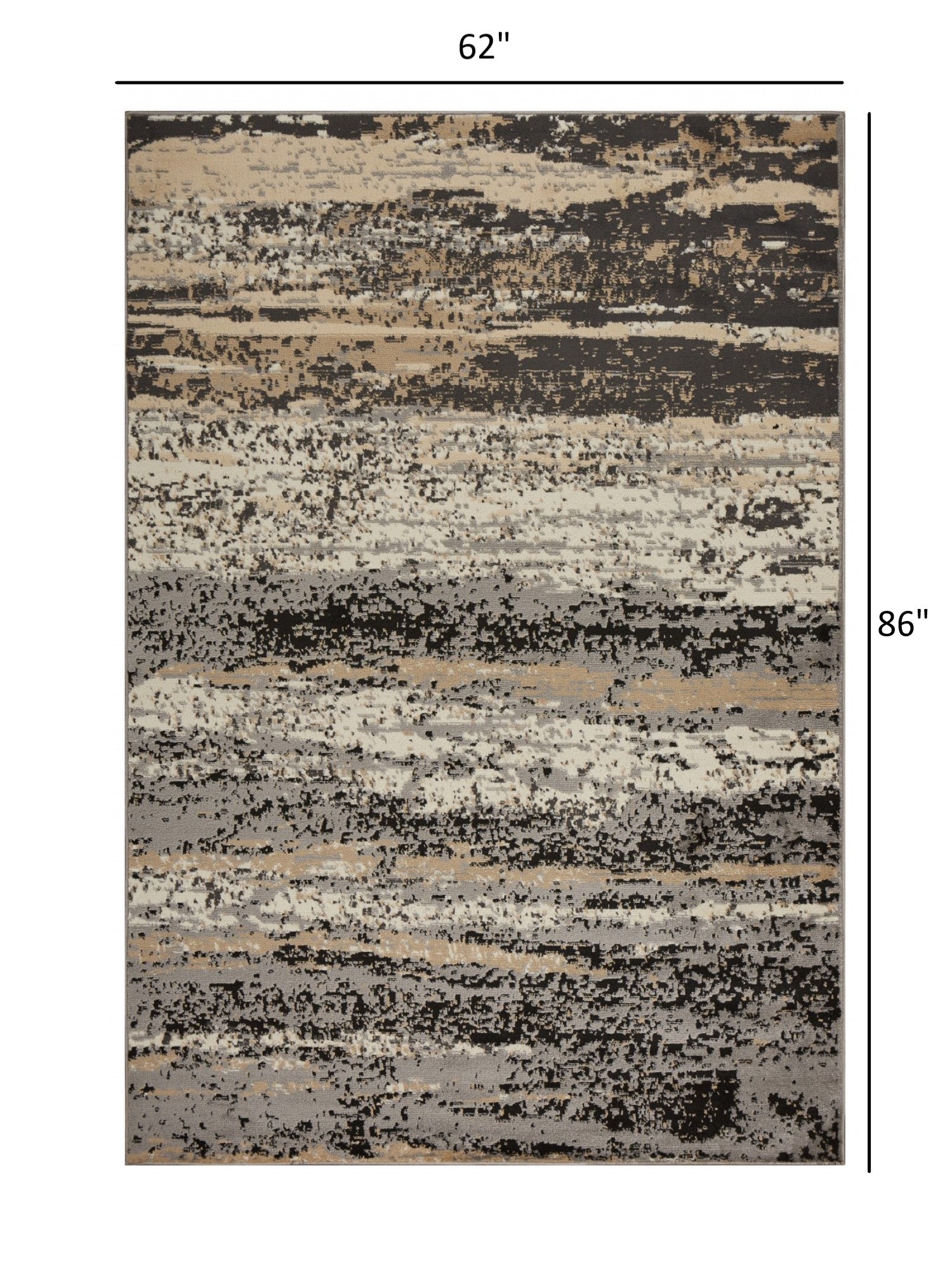 5’ x 7’ Beige and Black Abstract Desert Area Rug