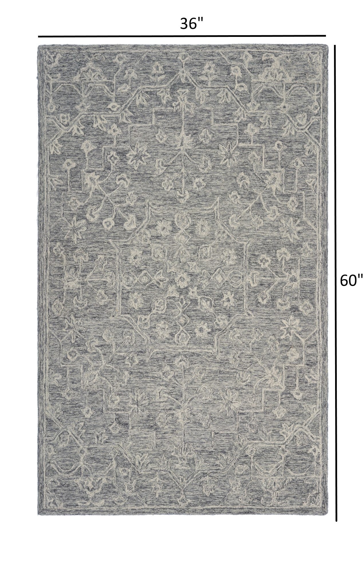 5’ x 7’ Gray Floral Finesse Area Rug