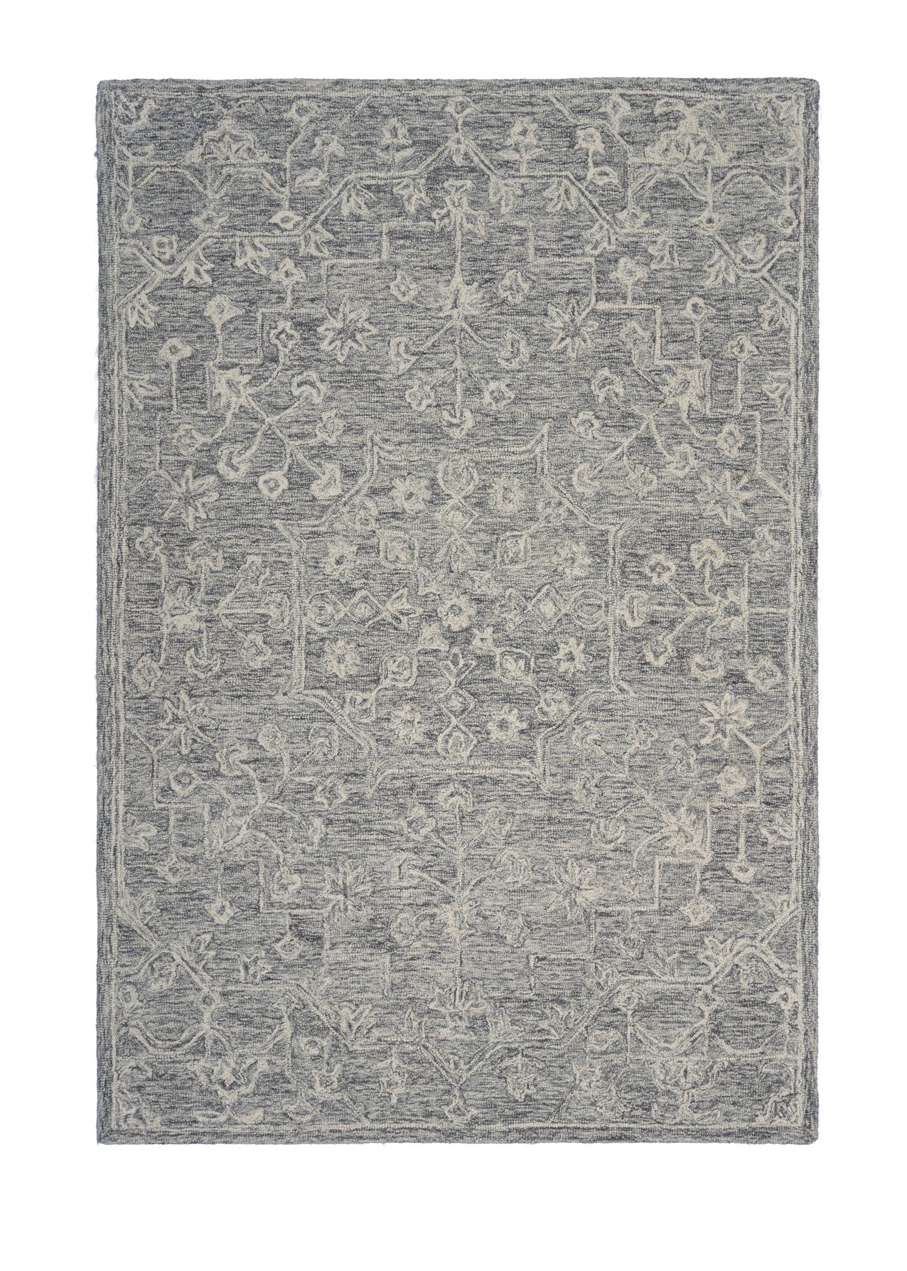 5’ x 7’ Gray Floral Finesse Area Rug