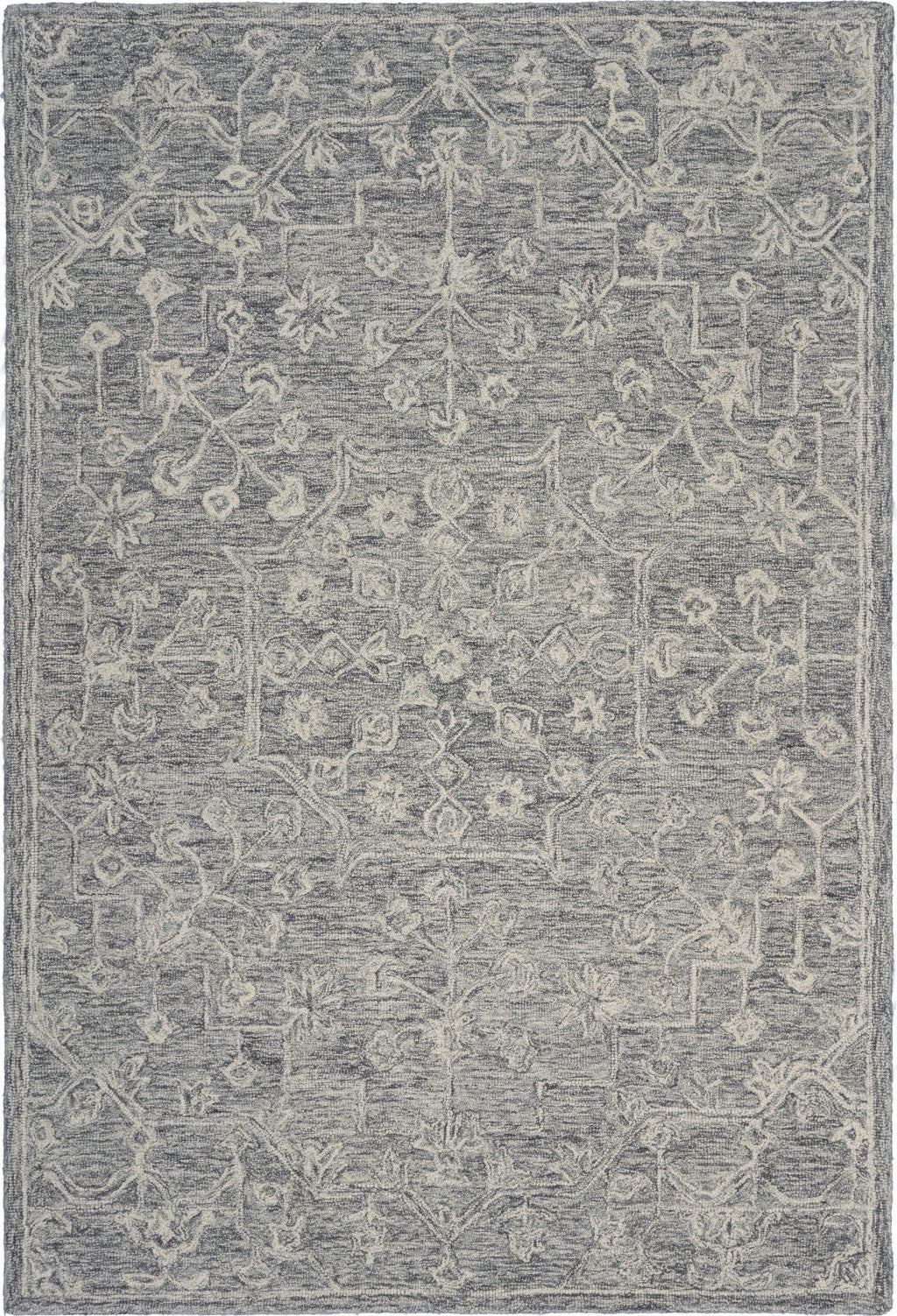 5’ x 7’ Gray Floral Finesse Area Rug