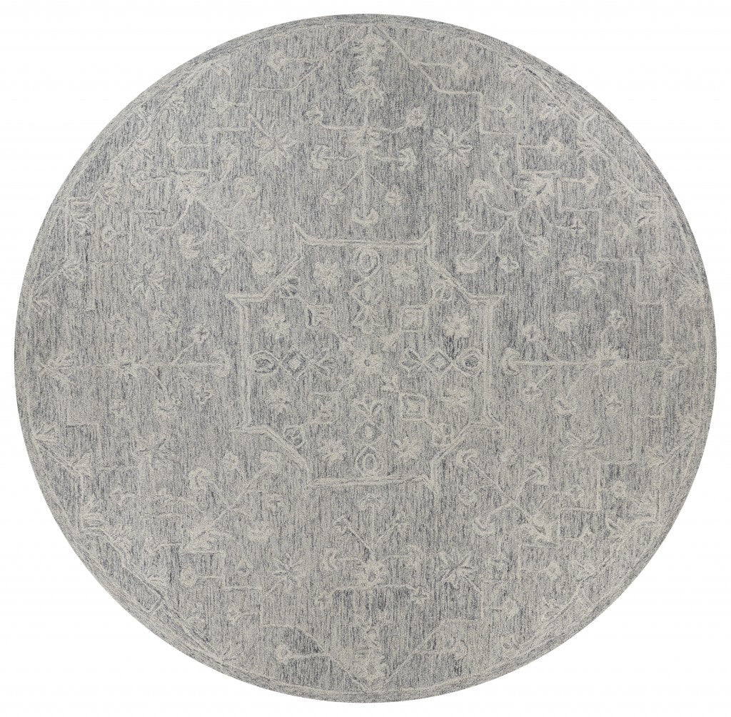 5’ x 7’ Gray Floral Finesse Area Rug