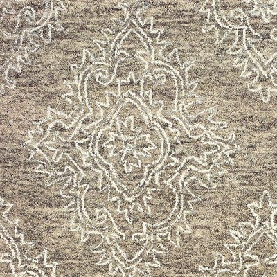 9’ x 12’ Khaki and White Damask Area Rug