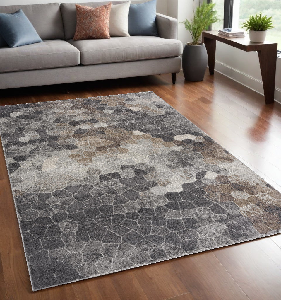 5’ x 8’ Beige Cobblestone Pattern Area Rug