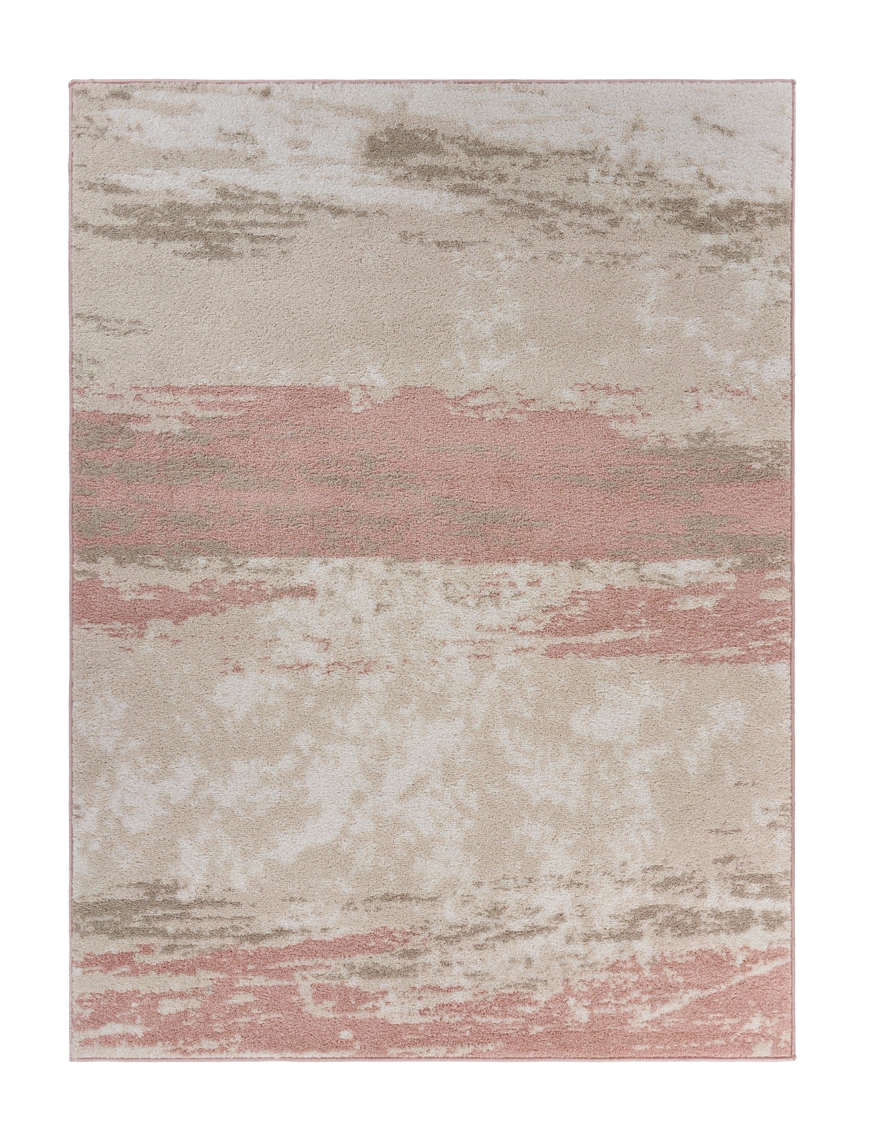 5’ x 7’ Blush and Beige Abstract Strokes Area Rug