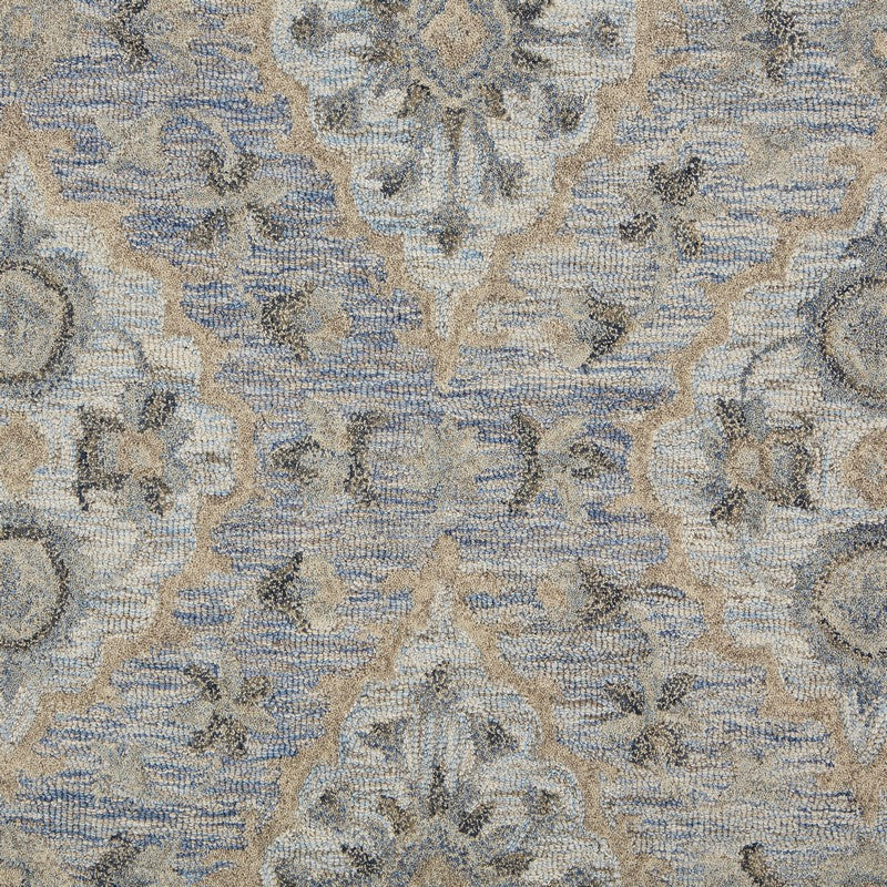 8’ x 10’ Blue and Tan Traditional Area Rug