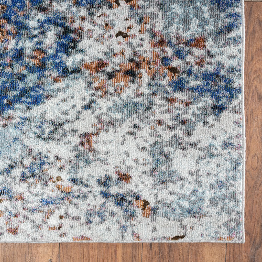 5’ x 8’ Blue and White Abstract Ocean Area Rug