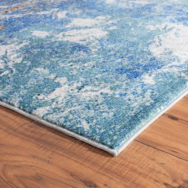 5’ x 8’ Blue and Gray Abstract Earth Area Rug