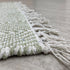 2' X 4' Green And White Dhurrie Hand Woven Area Rug