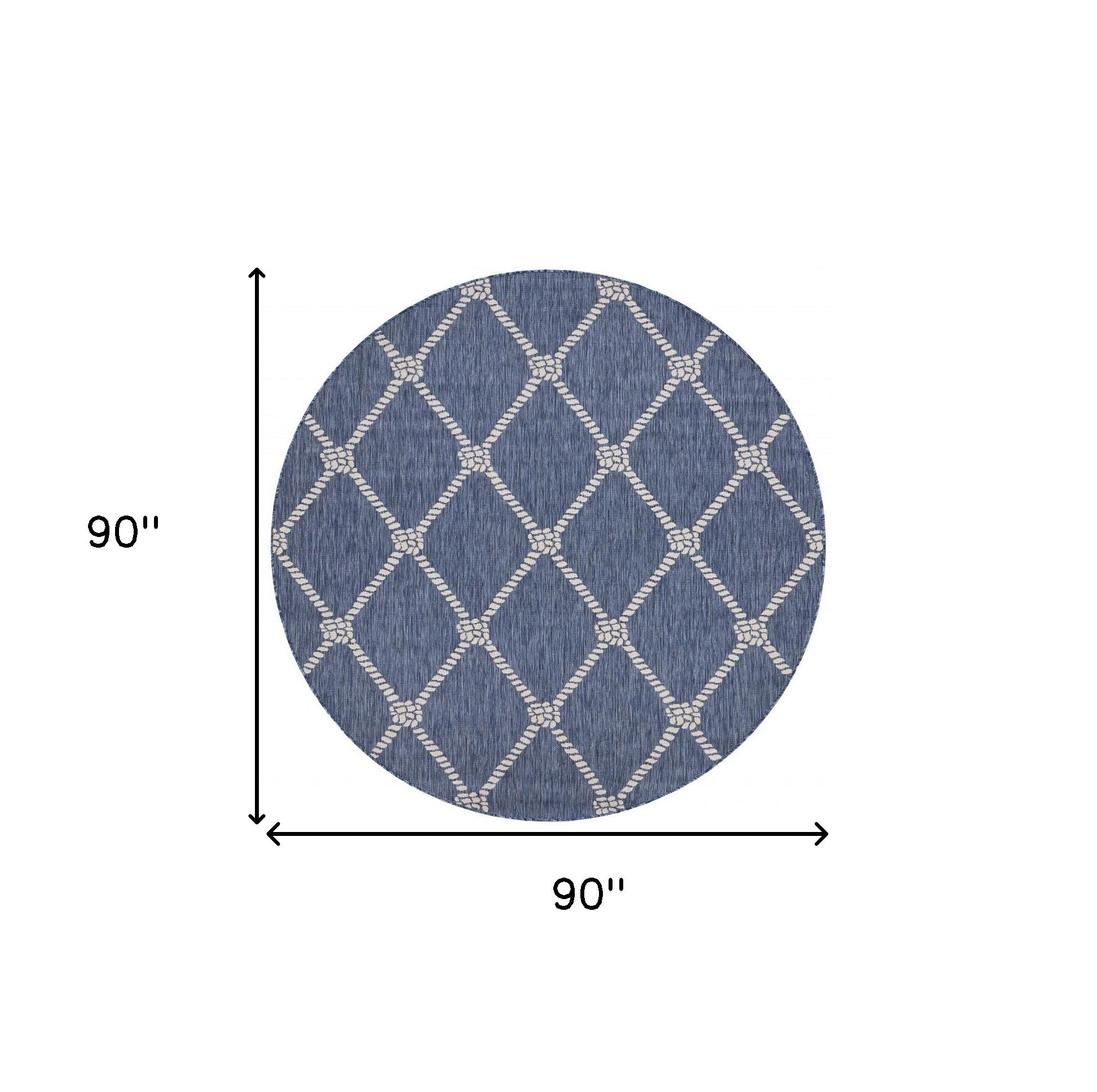 8' Round Blue And Gray Round Indoor Outdoor Area Rug