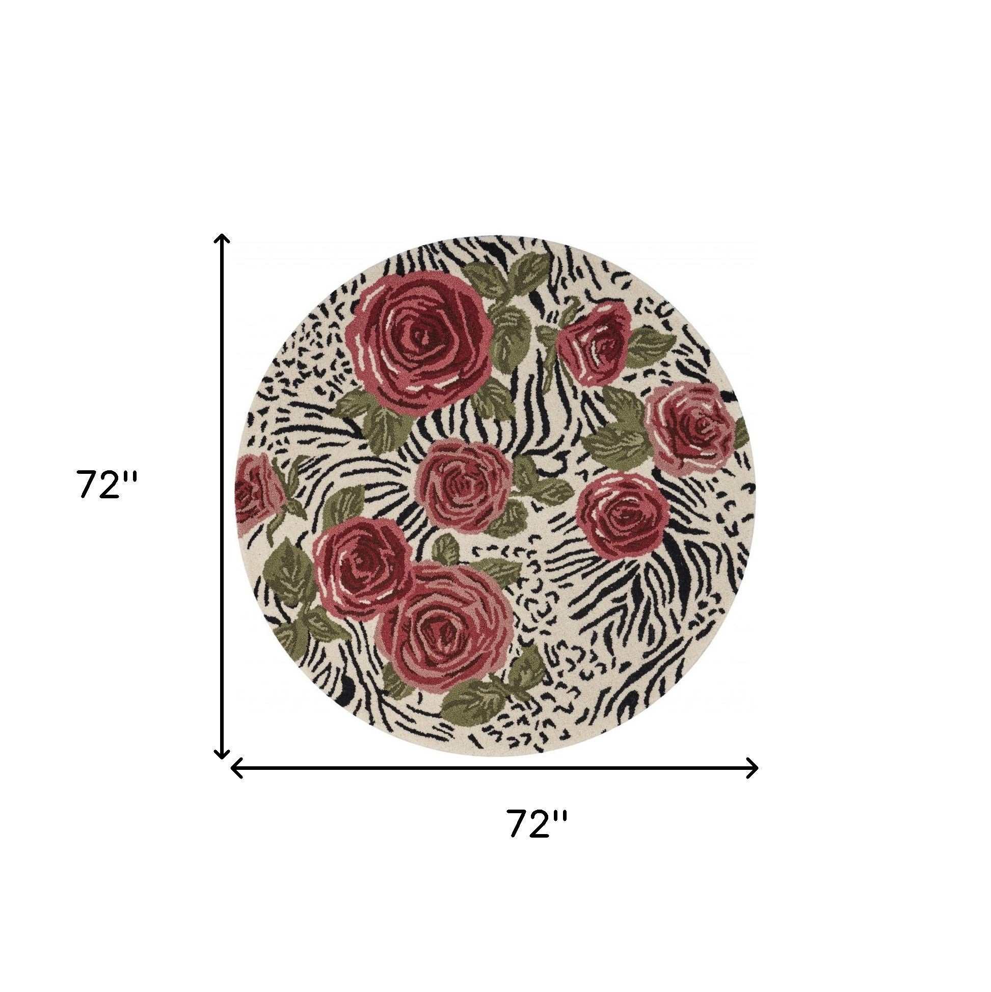 4’ Round Red Rose Bed Area Rug