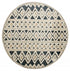 4’ Round Blue and Cream Stripe Diamond Area Rug