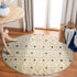 6’ Round Cream and Blue Striped Diamonds Area Rug