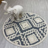 4’ Round Gray and Cream Geometric Area Rug