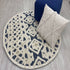 4’ Round Blue and Cream Decorative Area Rug