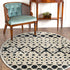 4’ Round Blue and Cream Decorative Area Rug