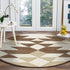 4’ Round Brown Bohemian Geometric Area Rug