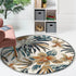 6’ Round Blue and White Tropical Area Rug