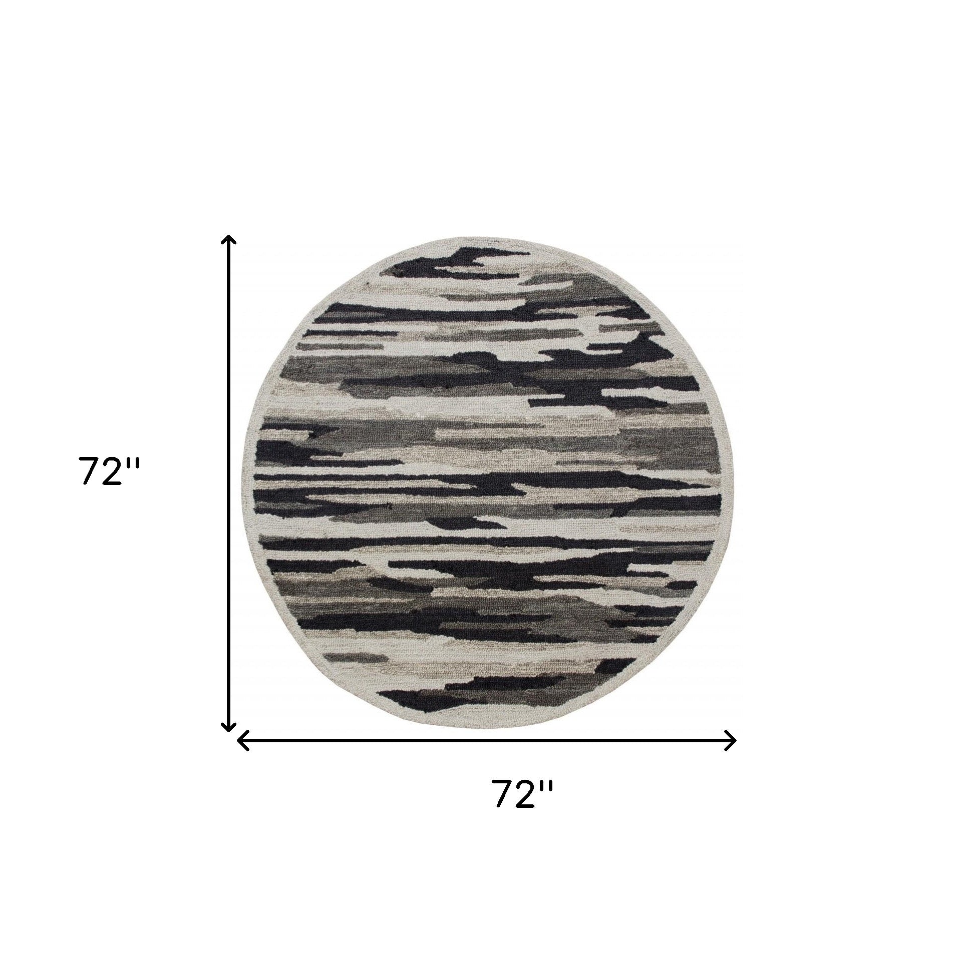 4’ Round Black and Gray Camouflage Area Rug