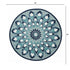 4’ Round Blue and White Floral Feather Area Rug