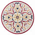 4’ Round Red and Ivory Floral Filigree Area Rug