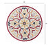 4’ Round Red and Ivory Floral Filigree Area Rug