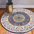 4’ Round Blue and White Ornate Medallion Area Rug