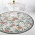 4’ Round Gray Floral Traditional Area Rug