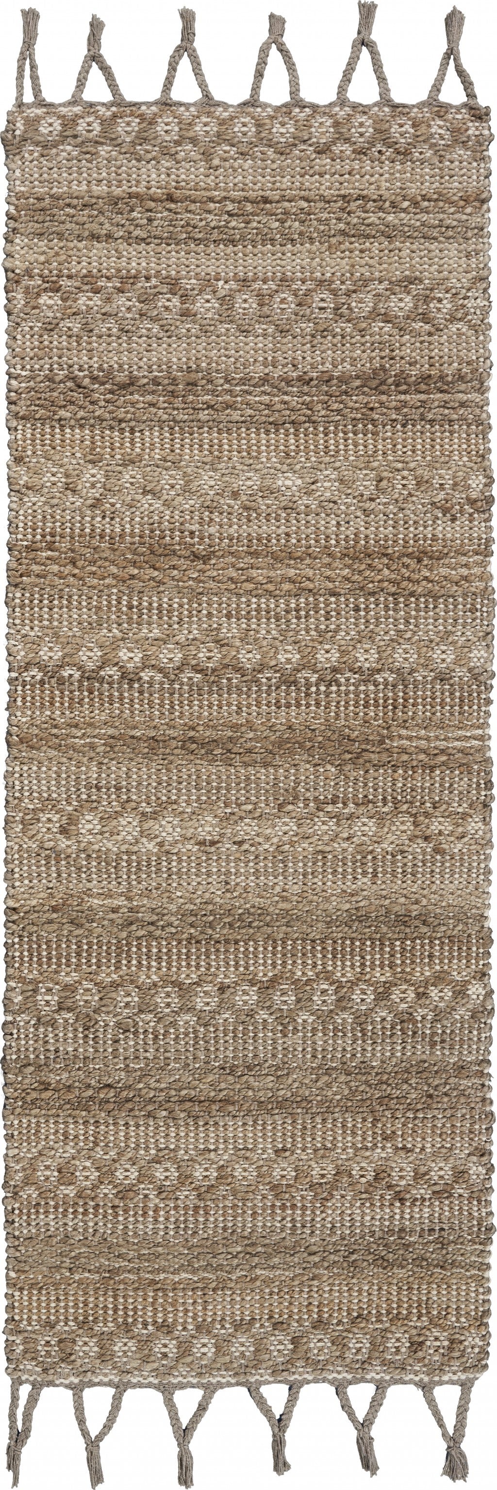 3’ x 4’ Tan Bohemian Tasseled Area Rug