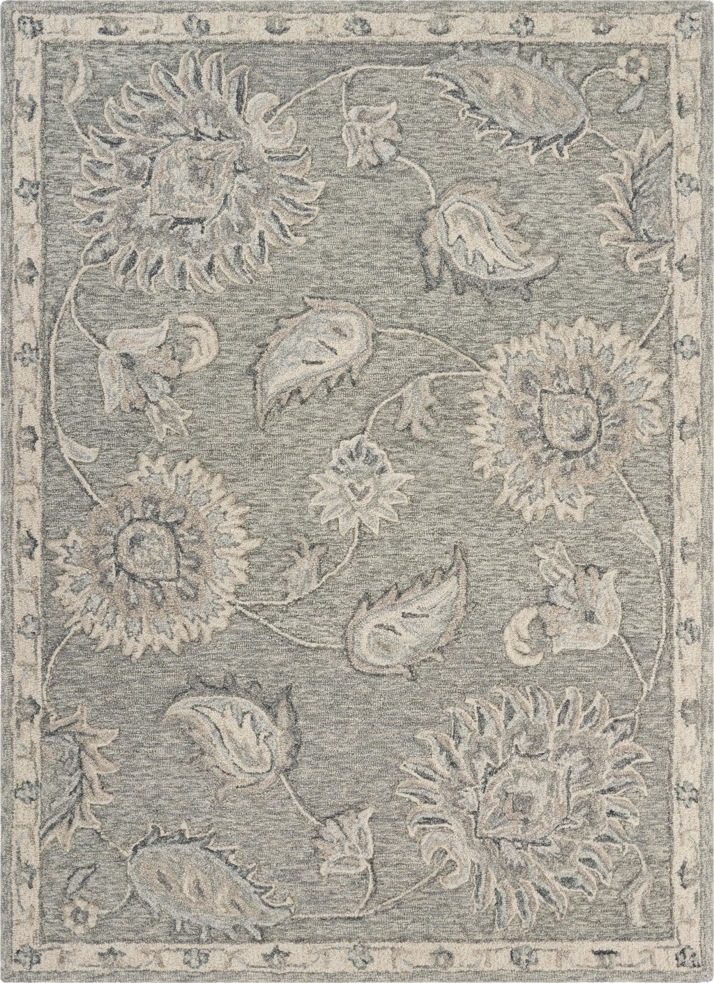 7' X 9' Gray Wool Hand Tufted Area Rug