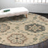 7' Blue And Ivory Round Wool Hand Tufted Area Rug