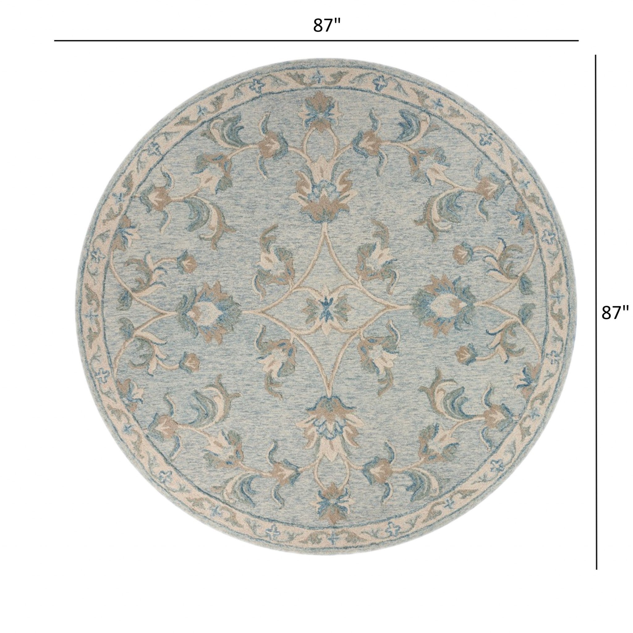 5' X 7' Blue And Ivory Wool Hand Tufted Area Rug