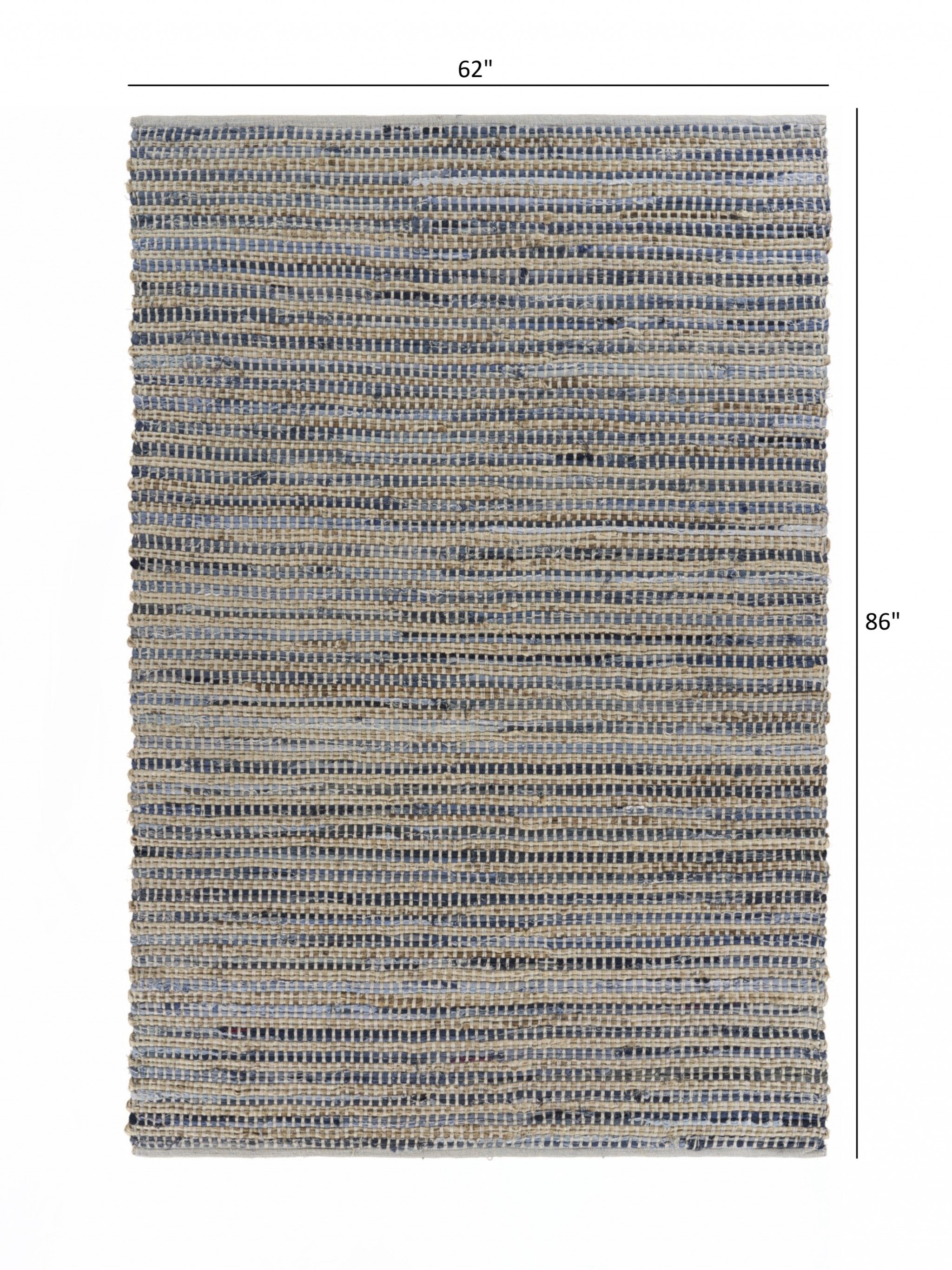 5’ x 7’ Blue and Beige Striped Area Rug