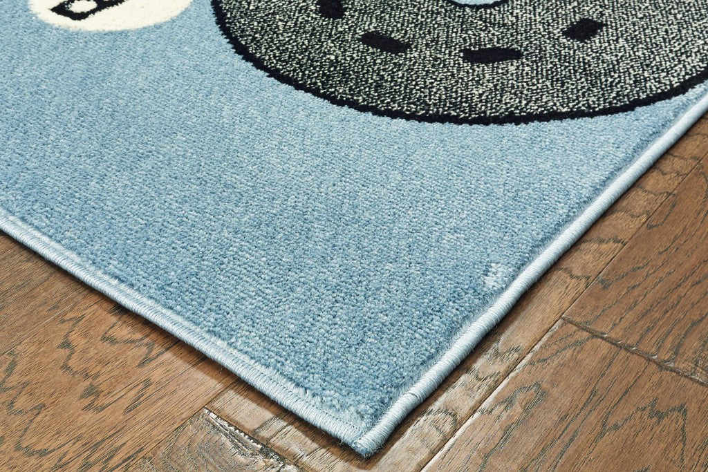 5’ Round Blue Imaginative Racetrack Area Rug