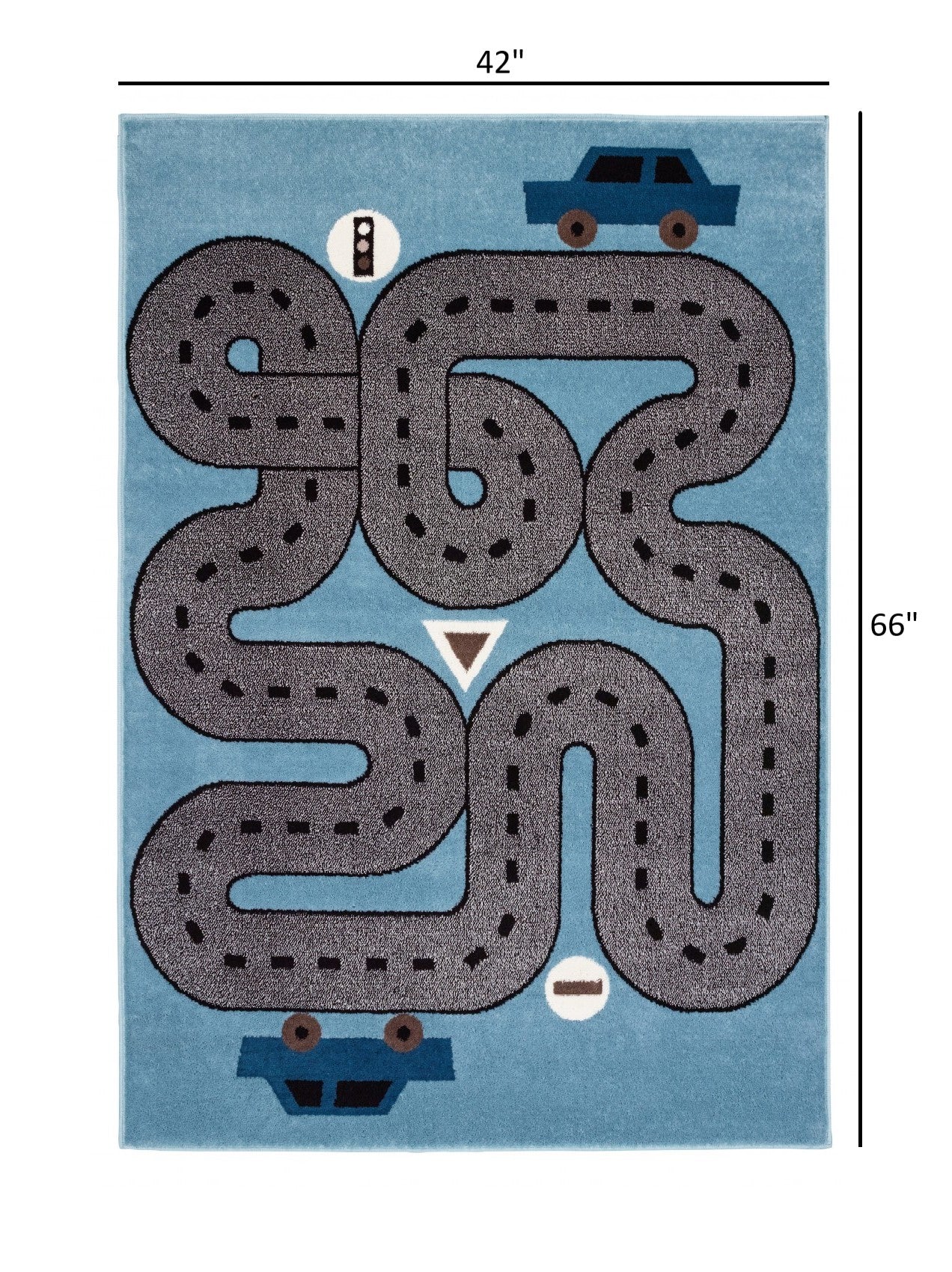 5’ Round Blue Imaginative Racetrack Area Rug