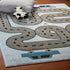 5’ Round Blue Imaginative Racetrack Area Rug