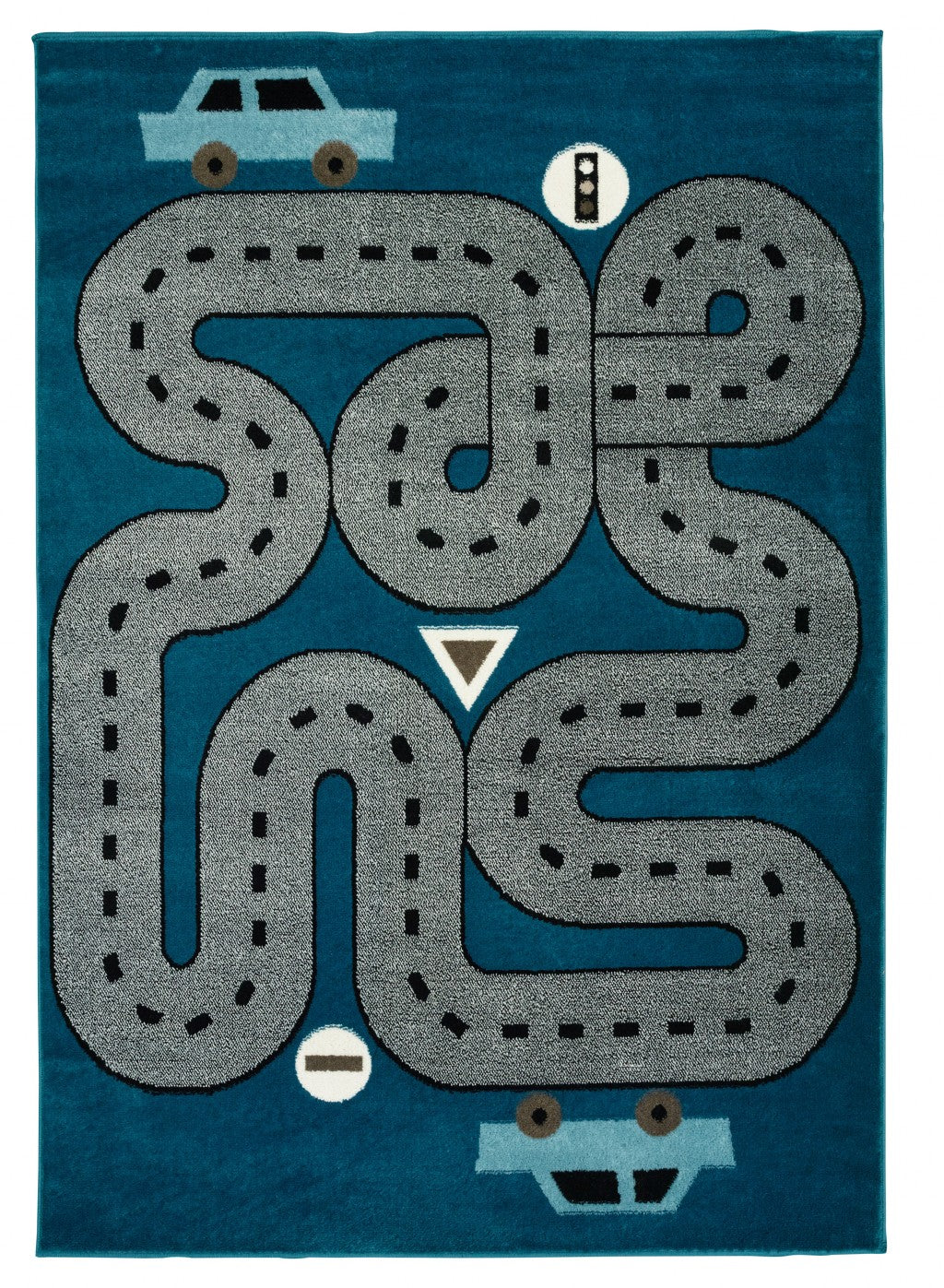 5’ x 7’ Navy Imaginative Racetrack Area Rug