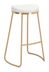 Set of Two 31" White And Gold Steel Backless Bar Height Bar Chairs