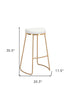 Set of Two 31" White And Gold Steel Backless Bar Height Bar Chairs