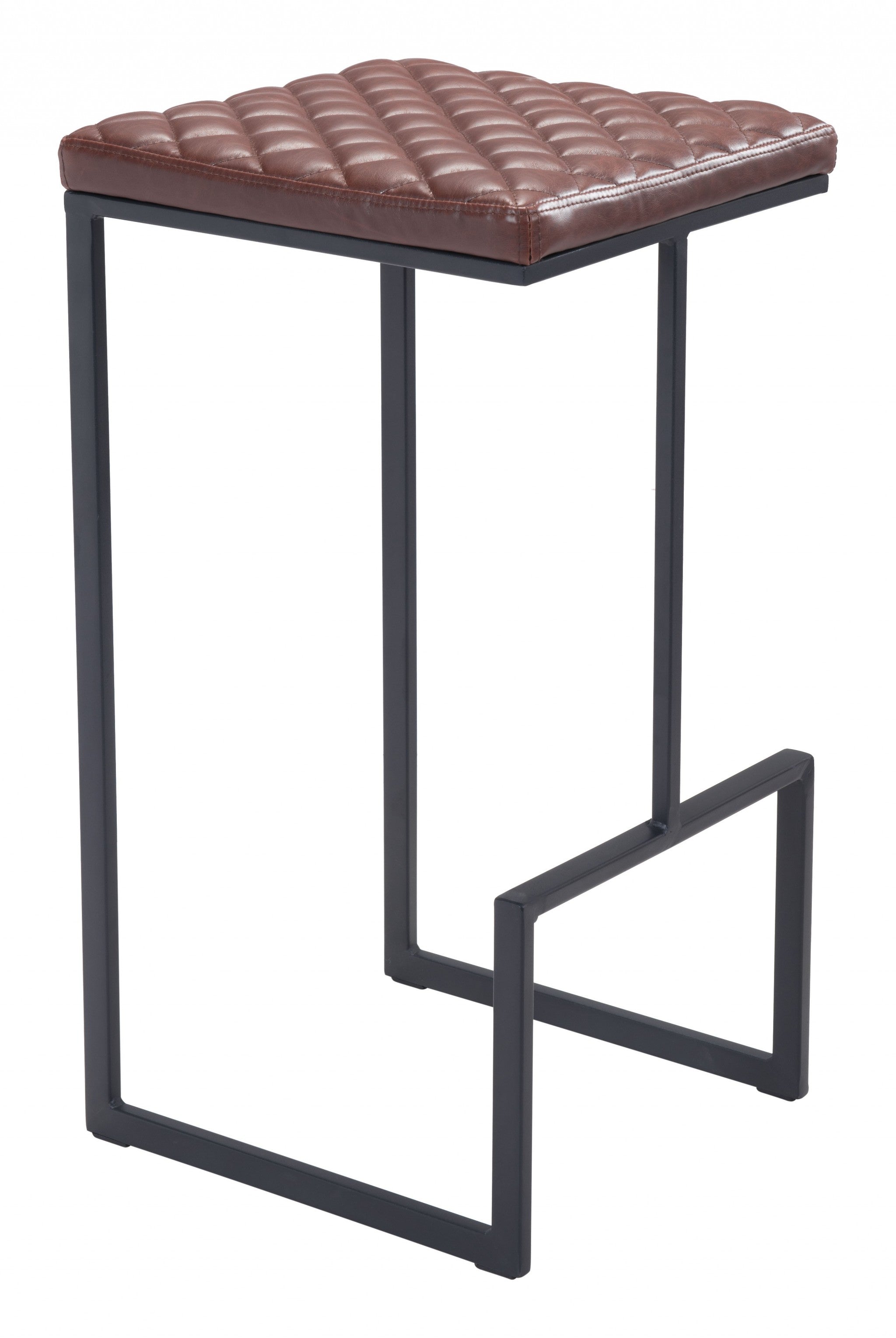 30" Brown And Black Steel Backless Bar Height Bar Chair