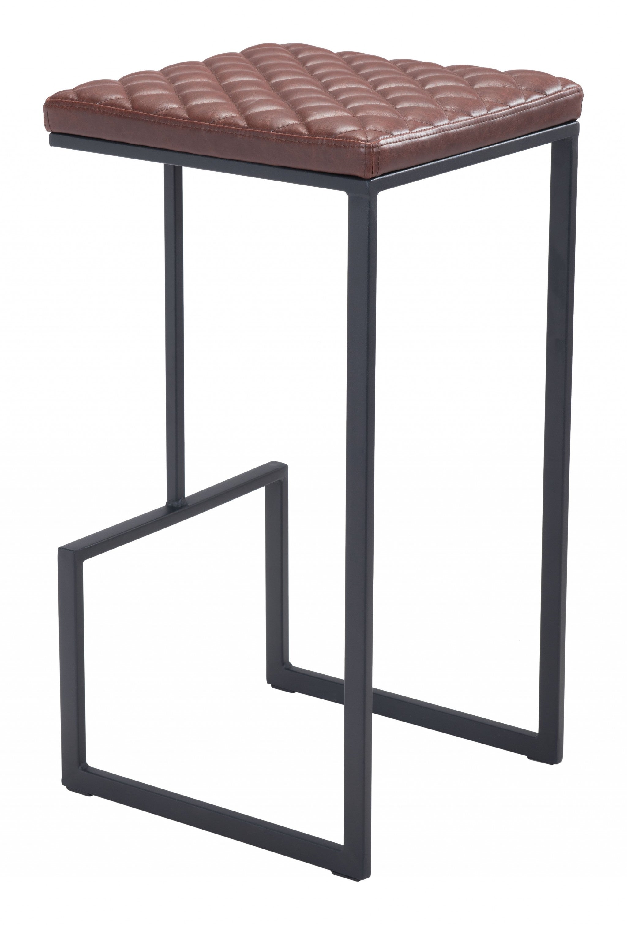 30" Brown And Black Steel Backless Bar Height Bar Chair