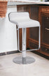 27" White And Silver Steel Swivel Backless Adjustable Height Bar Chair