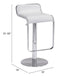 27" White And Silver Steel Swivel Backless Adjustable Height Bar Chair