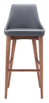 30" Gray And Brown Solid Wood Low Back Bar Height Bar Chair