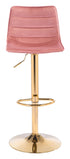 24" Pink And Gold Steel Swivel Low Back Counter Height Bar Chair