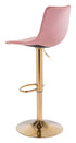 24" Pink And Gold Steel Swivel Low Back Counter Height Bar Chair