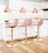 24" Pink And Gold Steel Swivel Low Back Counter Height Bar Chair